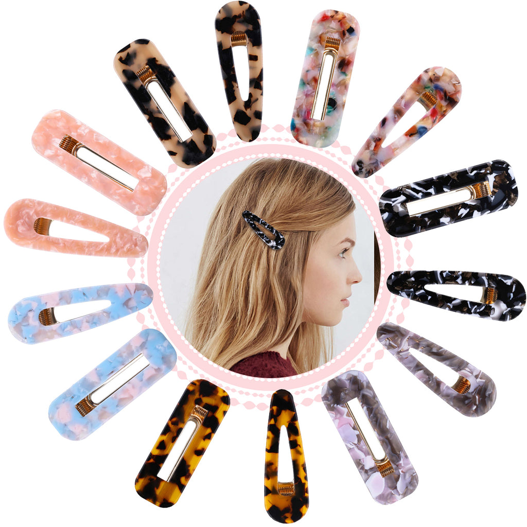 Resin Hair Barrettes 14 Pcs Acrylic Hair Clips for Women